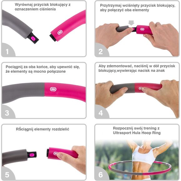 M3 Europe exercise hula hoop Yoga family fitness intelligent hula hoop Pink/Gray - Picture 9 of 10